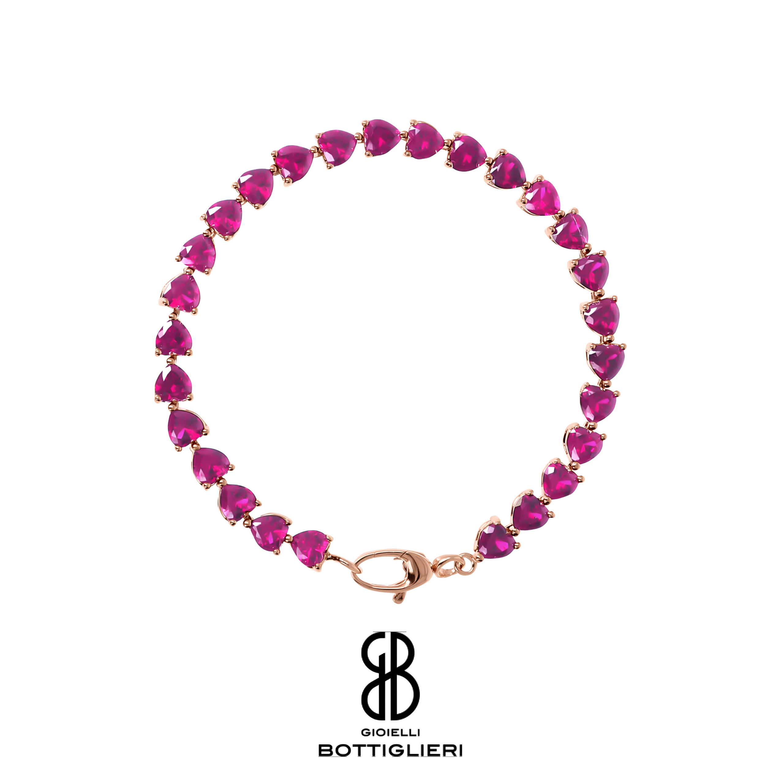 Bracciale Tennis con Cuori in Cubic Zirconia